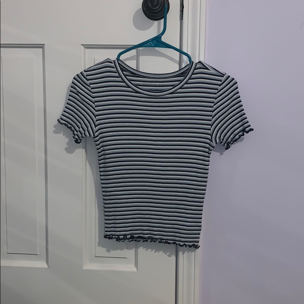 American Eagle stripped lettuce edge baby tee